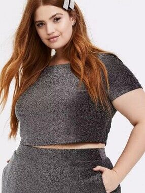 torrid Black & Silver Glitter Crop Top